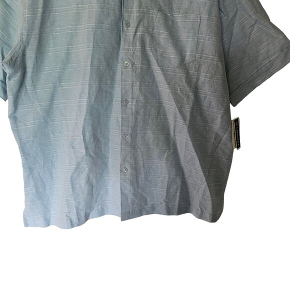 Cubavera Button Up Shirt Men's Size XXL Blue Short Sleeve Linen Blend NWT - Picture 5 of 12